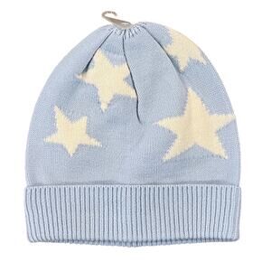 NWT  J. Crew Girls' Light Blue W/Stars Knit Hat/Beanie - SIZE S/M